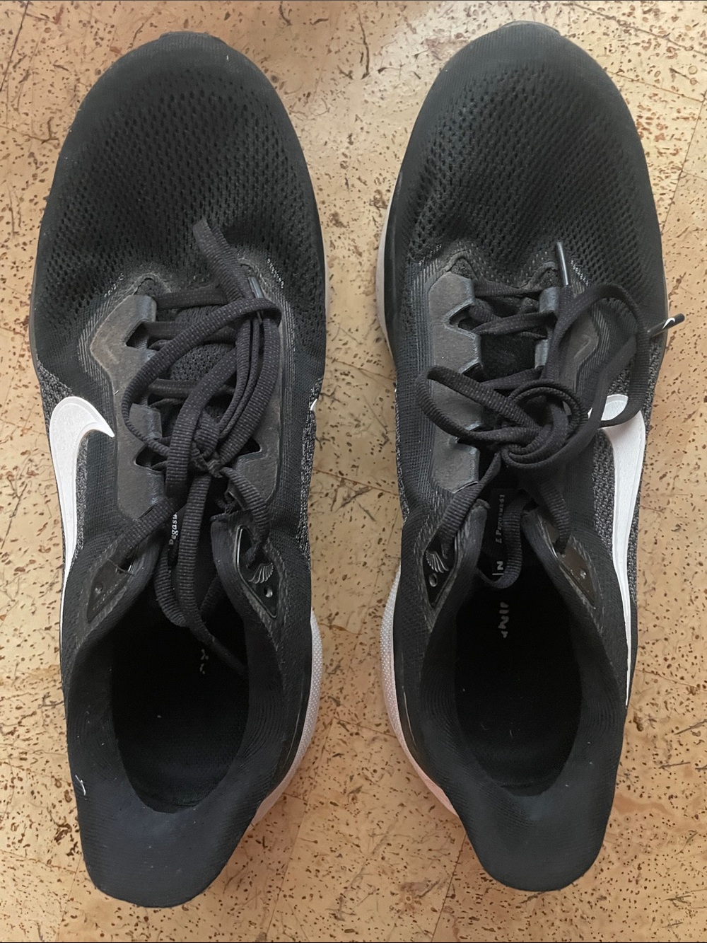 Nike mens Black Athletic Sneakers with White Swoosh Pegasus41